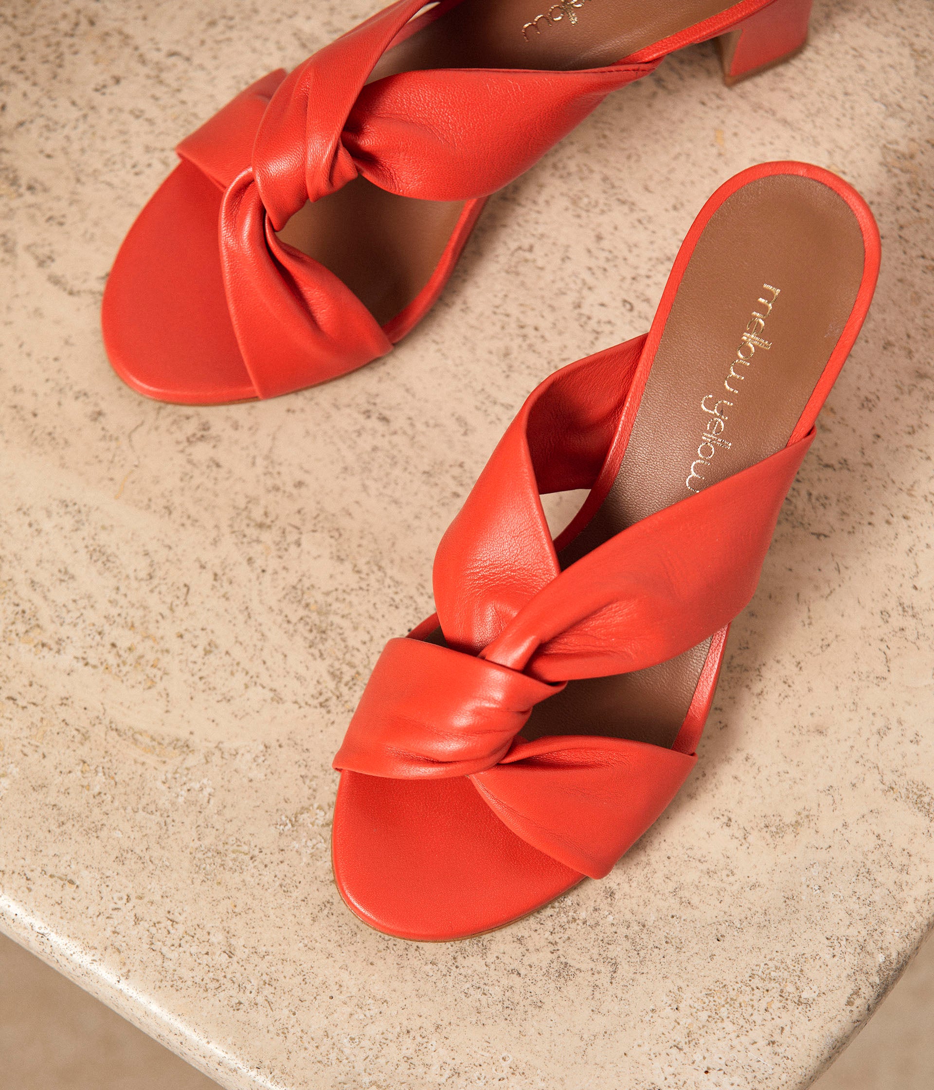 Mules cuir orange Malory