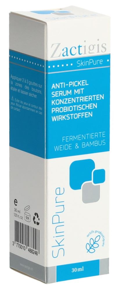 ZACTIGIS SkinPure anti-pickel serum<br>30 ml, Flasche, mit konzentriereten probiotischen Wirkstoffen