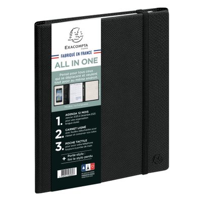 Agenda de bureau Kaa All in One Visuel Horizons 20S spiralé - 1 semaine sur 2 pages - Carnet de notes - 15 x 21 cm - Noir - Exacompta