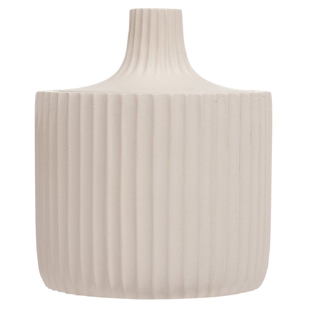 Pot à coton plastique rose effet rainuré Ø9xH10cm