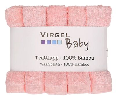 Virgel Vaskekluter Bambus, Rosa/Hvit