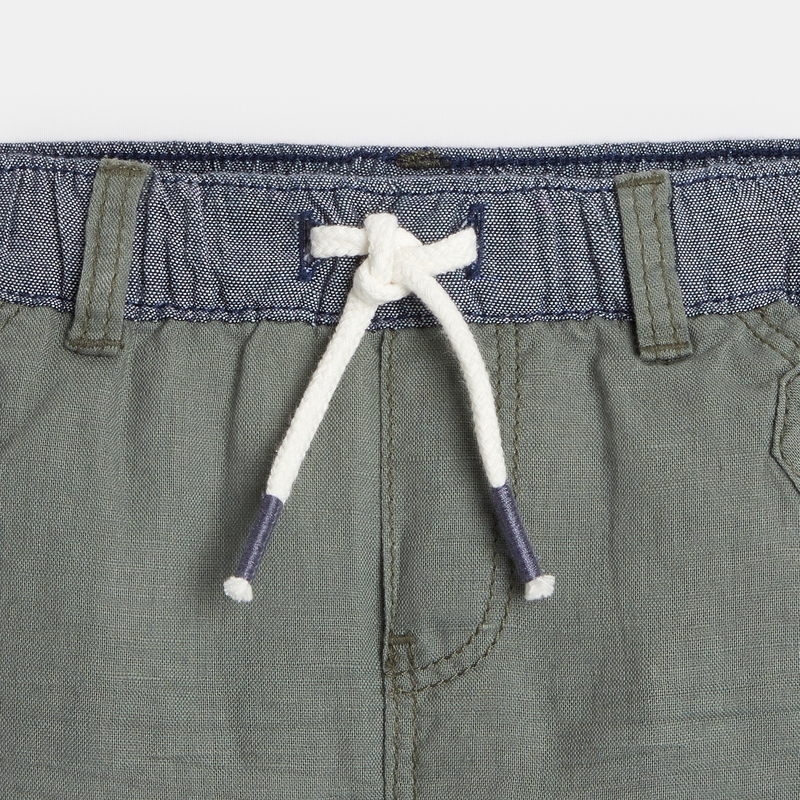 Short en lin et coton vert bébé garçon