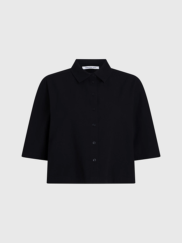 Camisa de algodão seersucker com gravata