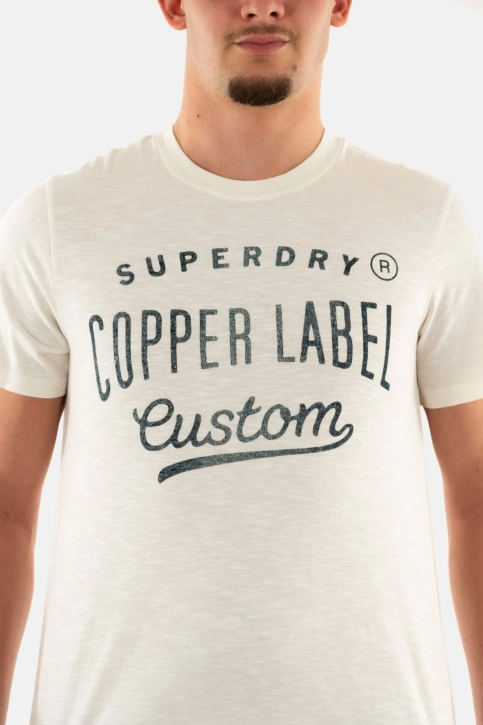Tee shirt superdry copper label workwear 2bc cream slub