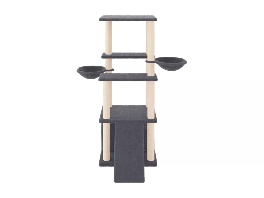 Arbre à chat avec griffoirs en sisal gris foncé 133 cm