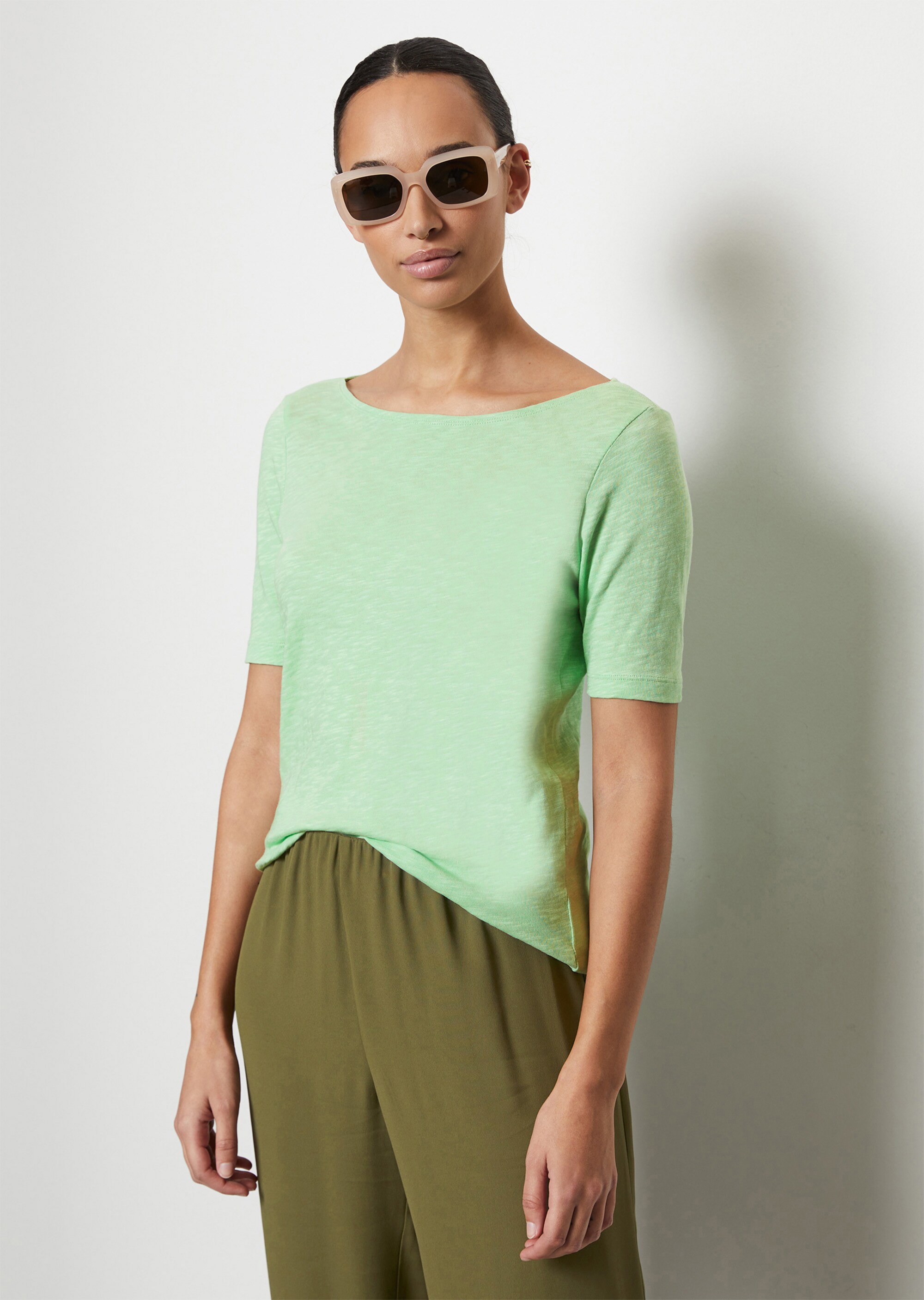 U-Boot-T-Shirt regularaus softem Slub-Jersey