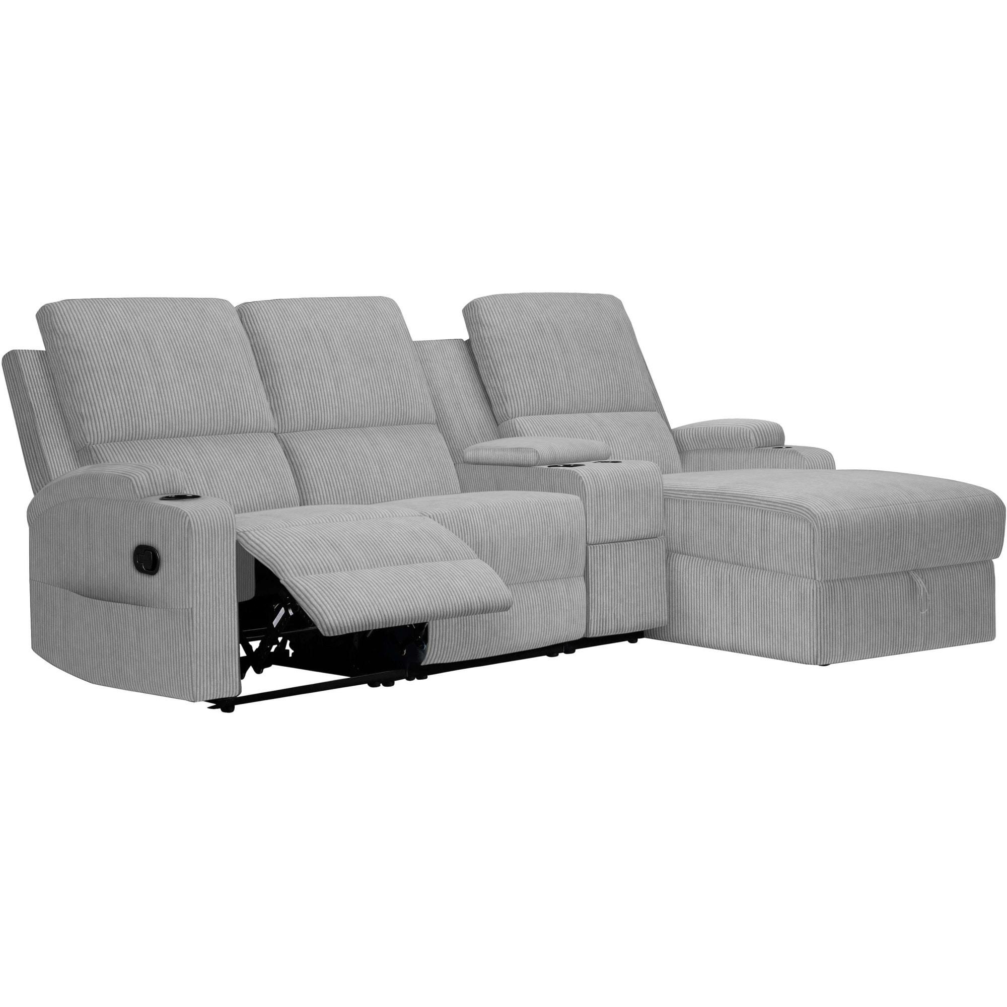 Home affaire Ecksofa »NAPORI Multimediasofa, 3er Kinosessel XXL, L-Form, Cord« Kinosofa mit Relaxfunktion, Getränkehalter, Staufach und Staukasten