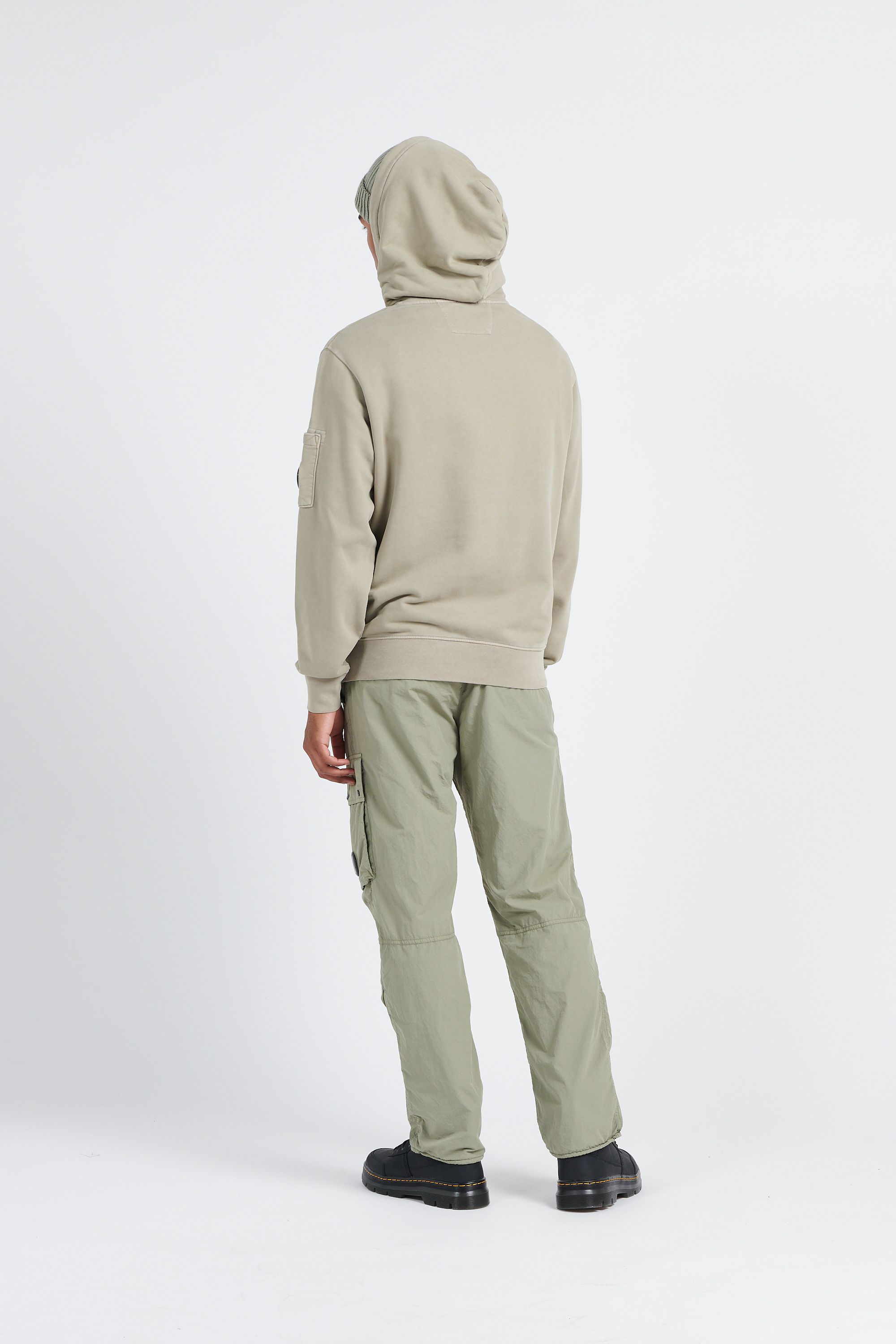 C.P. COMPANY Sweatshirt BRUSHED & EMERIZED DIAGONAL FLEECE LENS HOODIE Vert