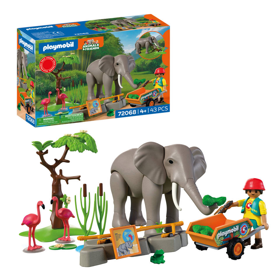 PLAYMOBIL Animal & Friends olifant met dierenverzorger 72068