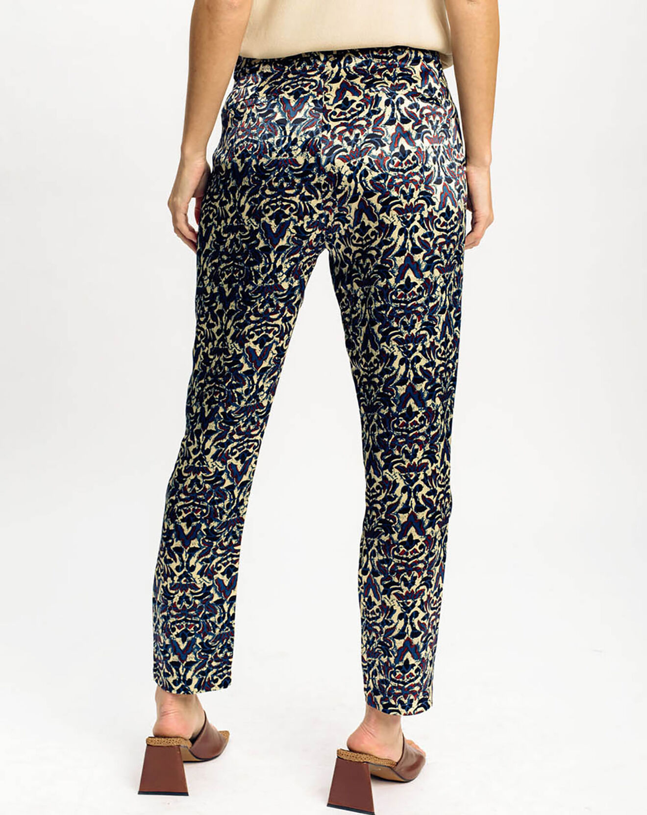 Lauren Vidal Pantalon Lou imprimé bleu/crème