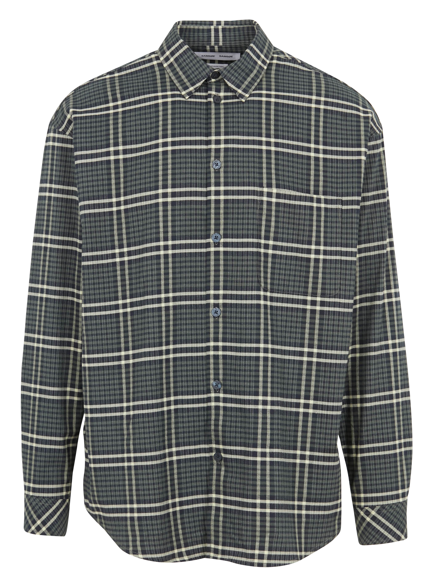 LUAN - Chemise à carreaux col classique en coton | Gris