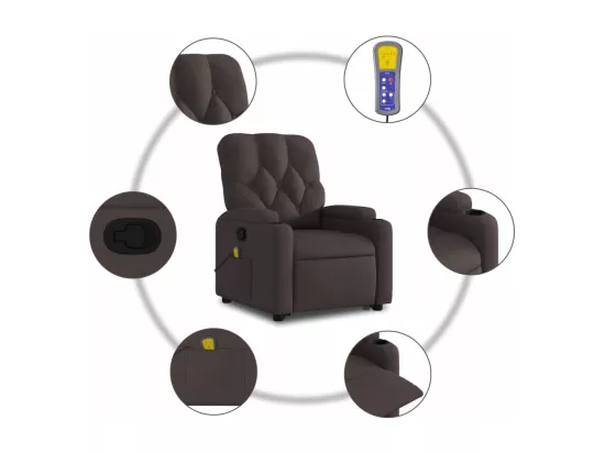 Fauteuil inclinable massant Marron foncé Tissu