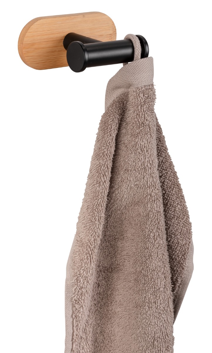 Wenko Orea Turbo-Loc Bamboo handdoekhaak dubbel zwart mat