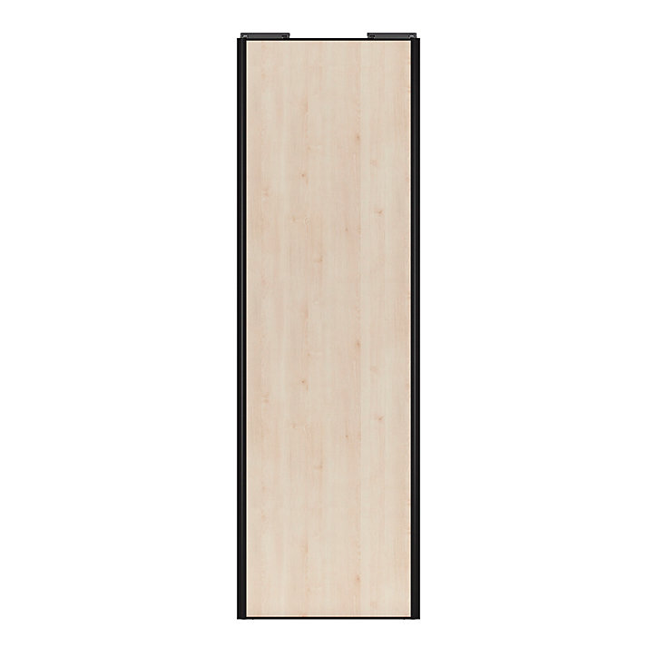 Porte de placard coulissante effet chêne clair profil noir GoodHome Arius H. 248,5 x L. 77.2 cm + amortisseurs