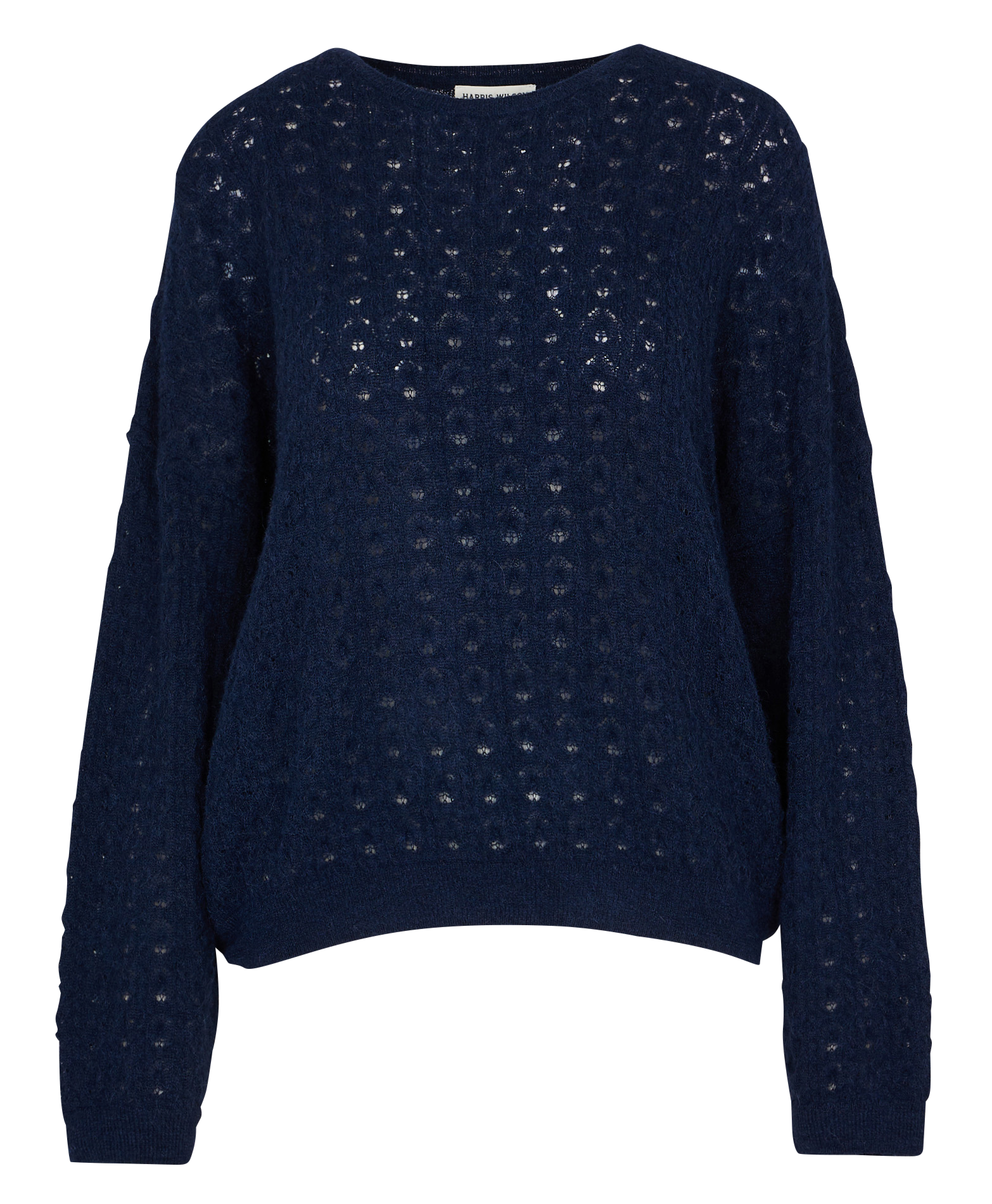 ERMENCE - Pull oversize col rond en alpaga mélangé | Bleu
