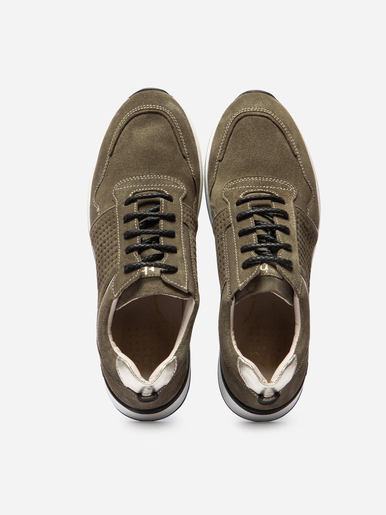 Baskets Compensées Femme Cuir Kaki