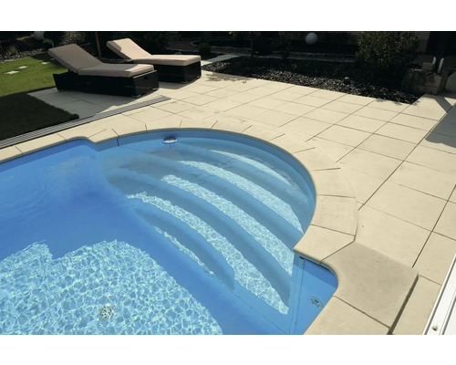 Zwembadrand, Bergerac Element met binnenbocht voor een radius van 160 cm, Champagne, 50 x 31 x 3,2 cm