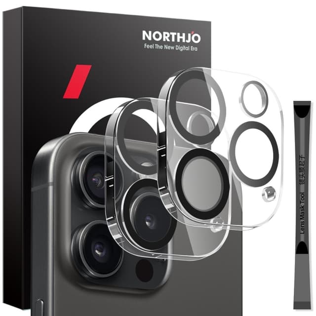 NORTHJO 2-Pak Kameralinsebeskyttelse til iPhone 16 Pro / 16 Pro Max, Hærdet Glas