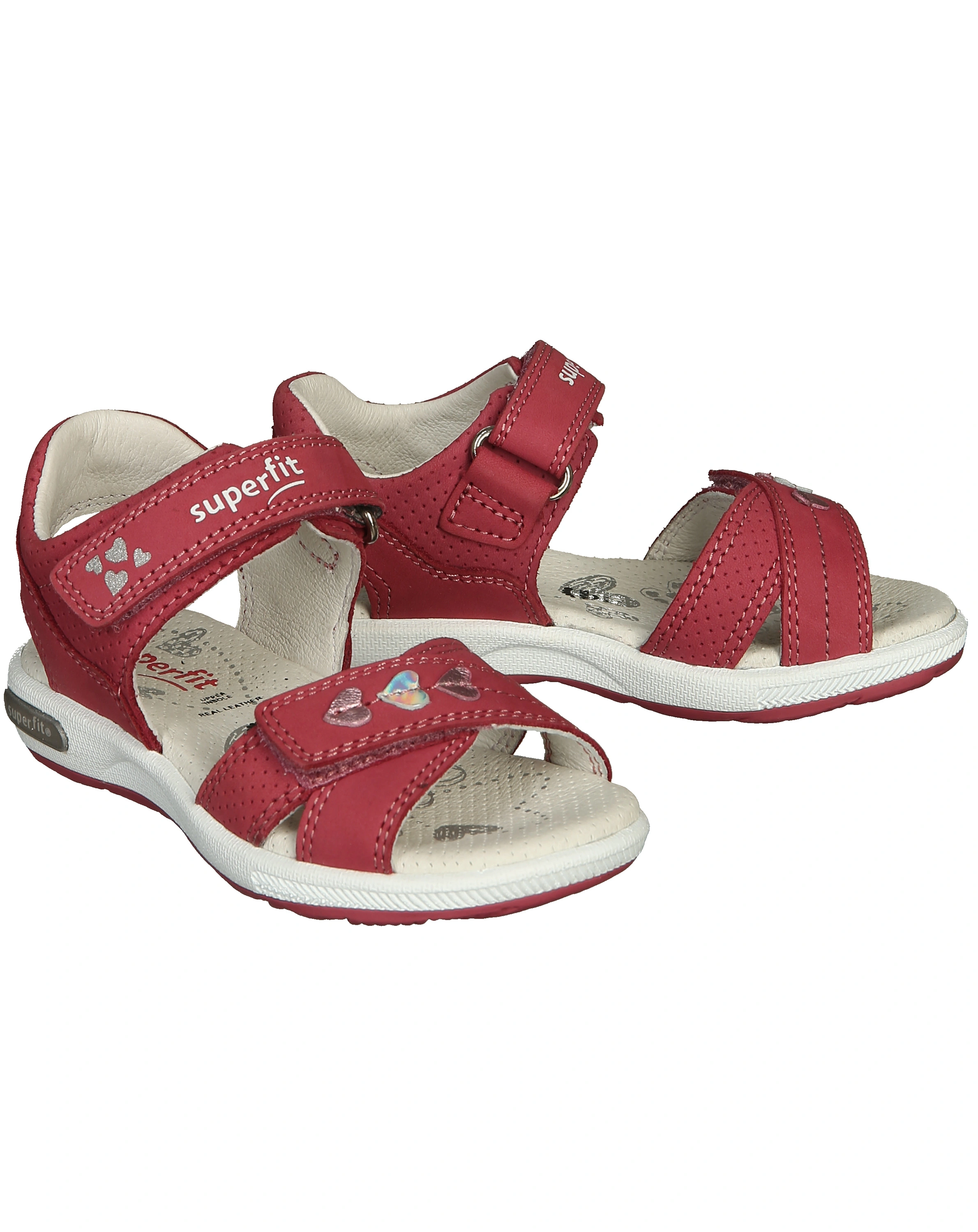 Leder-Klettsandalen EMILY - HERZ in pink