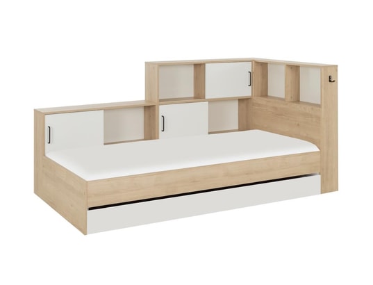 VENTE-UNIQUE - Lit enfant Lit armand avec rangements et tiroir - 90 x 200 cm - coloris...