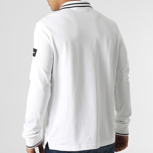 Polo Manches Longues Mix Media Technical 8065 Blanc
