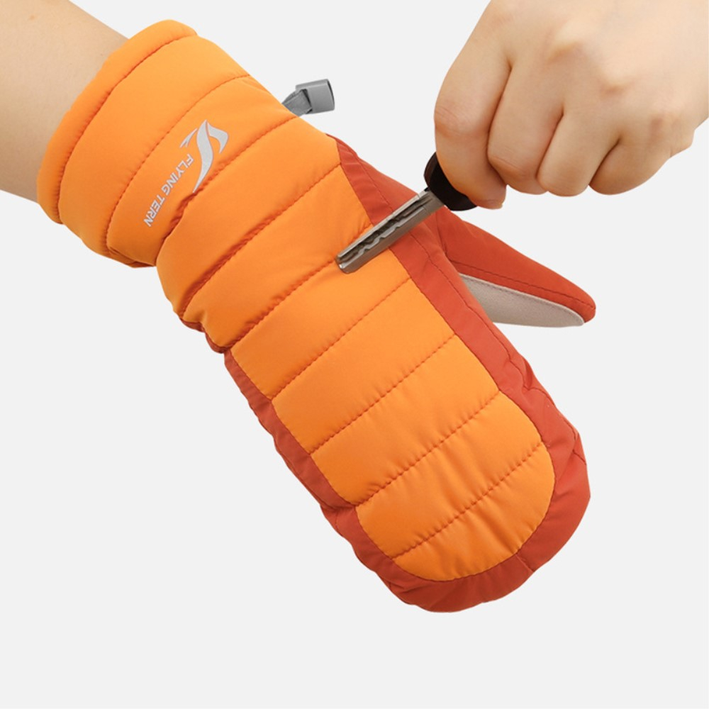 (1 Paar) Gefütterte Kinder Winter Handschuhe Outdoor Ski Fäustlinge (One Size) - Orange