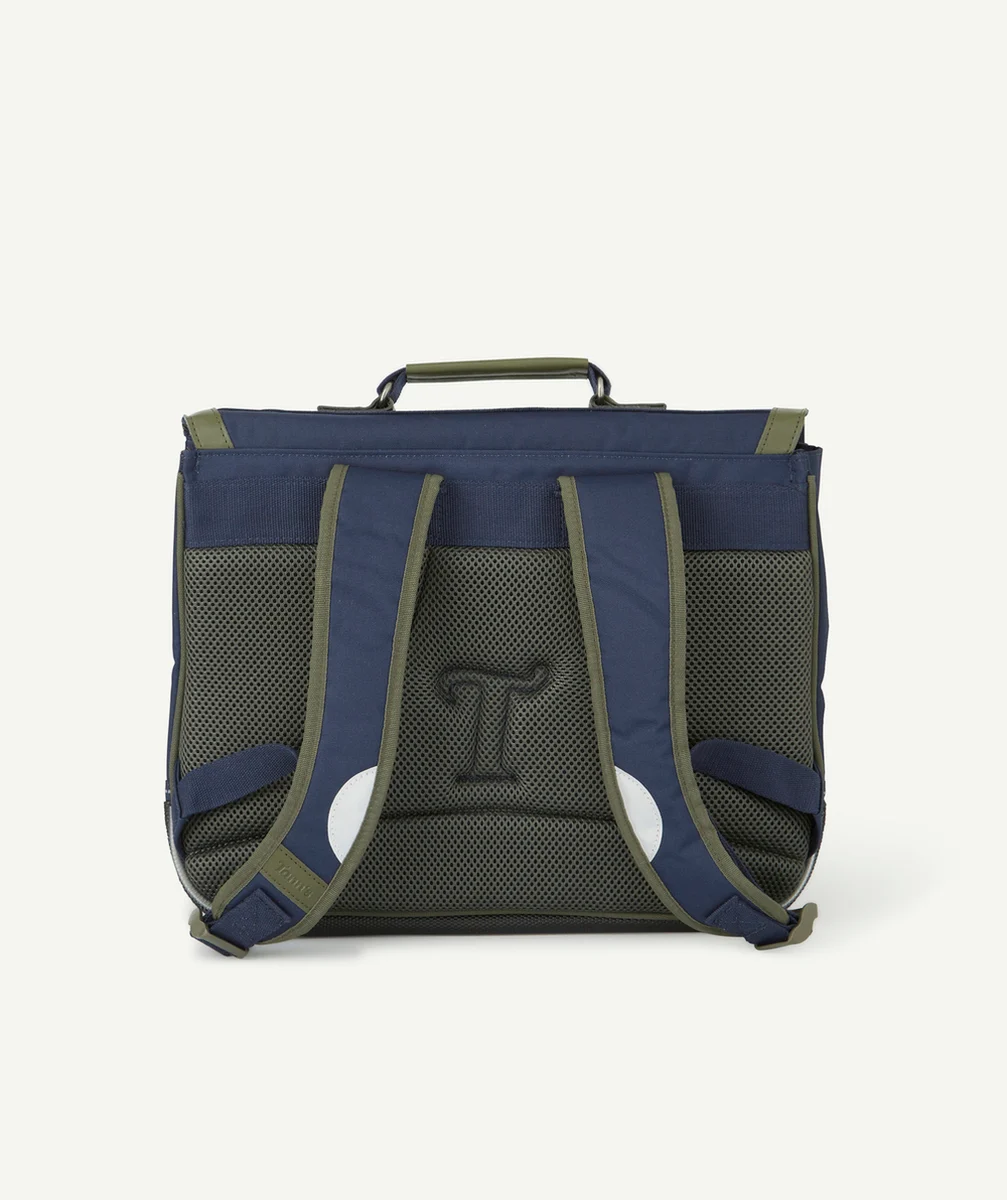 TANN'SLE CARTABLE BLEU MARINE ET KAKI AVEC PATCHS