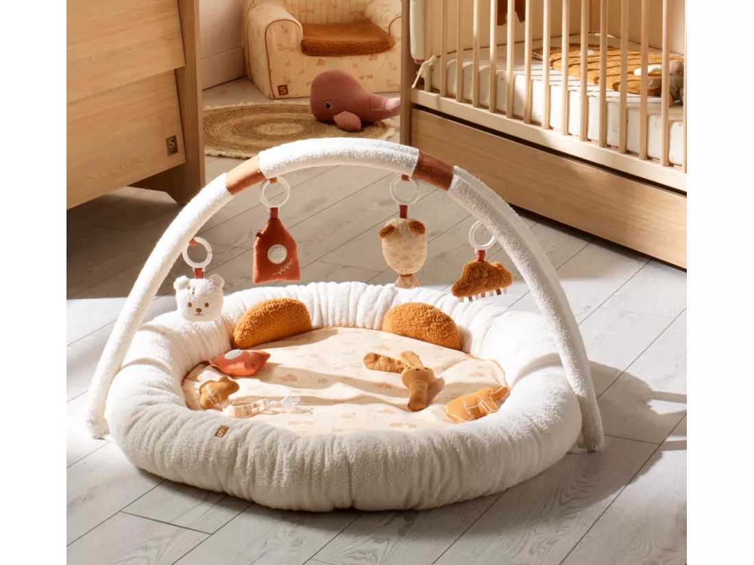 Tapis d'éveil ours en bouclette beige
