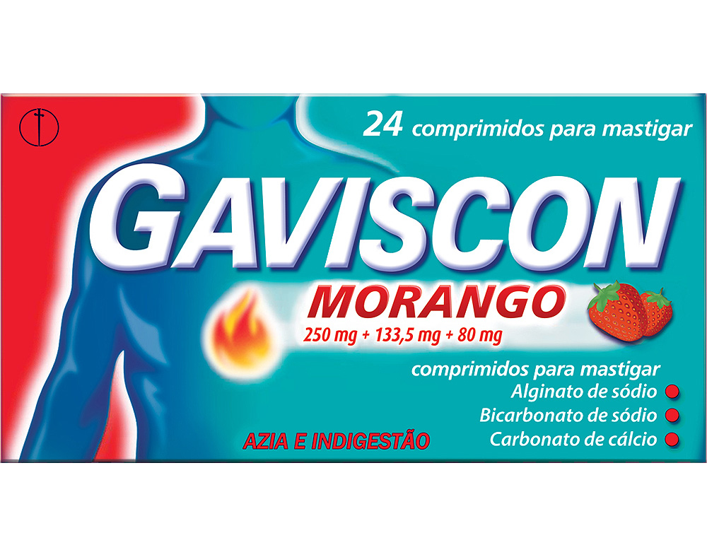 COMPRIMIDOS GAVISCON MASTIGAR 250 133.5 80MG MORANGO 24UN