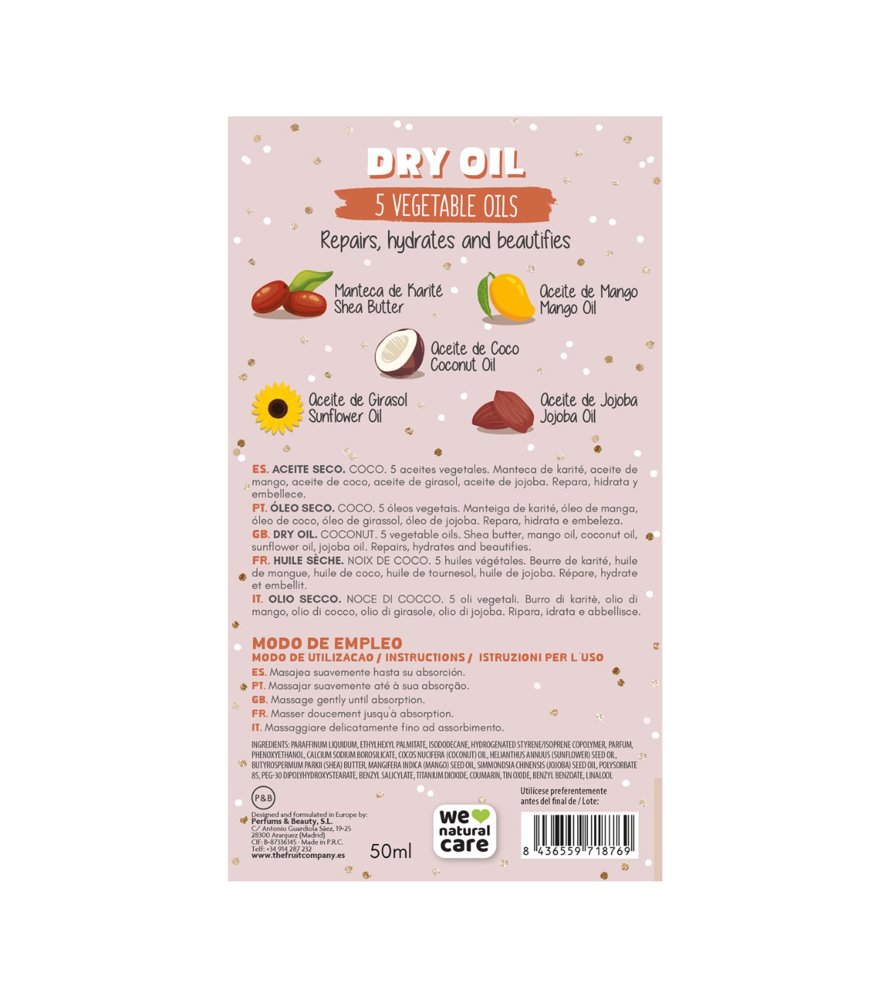 The Fruit Company - Óleo seco com glitter - Coco