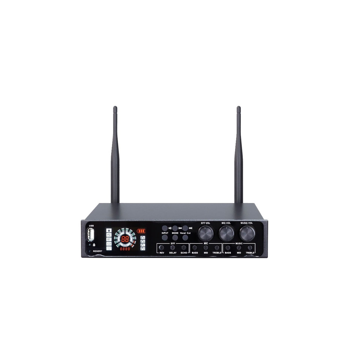 Komplett trådløst mikrofonsystem med Bluetooth for bryllup og karaoke Sort