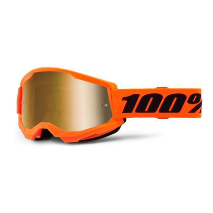 Masque cross 100% STRATA 2 Orange Fluo - Mirror Gold 2025 - Orange