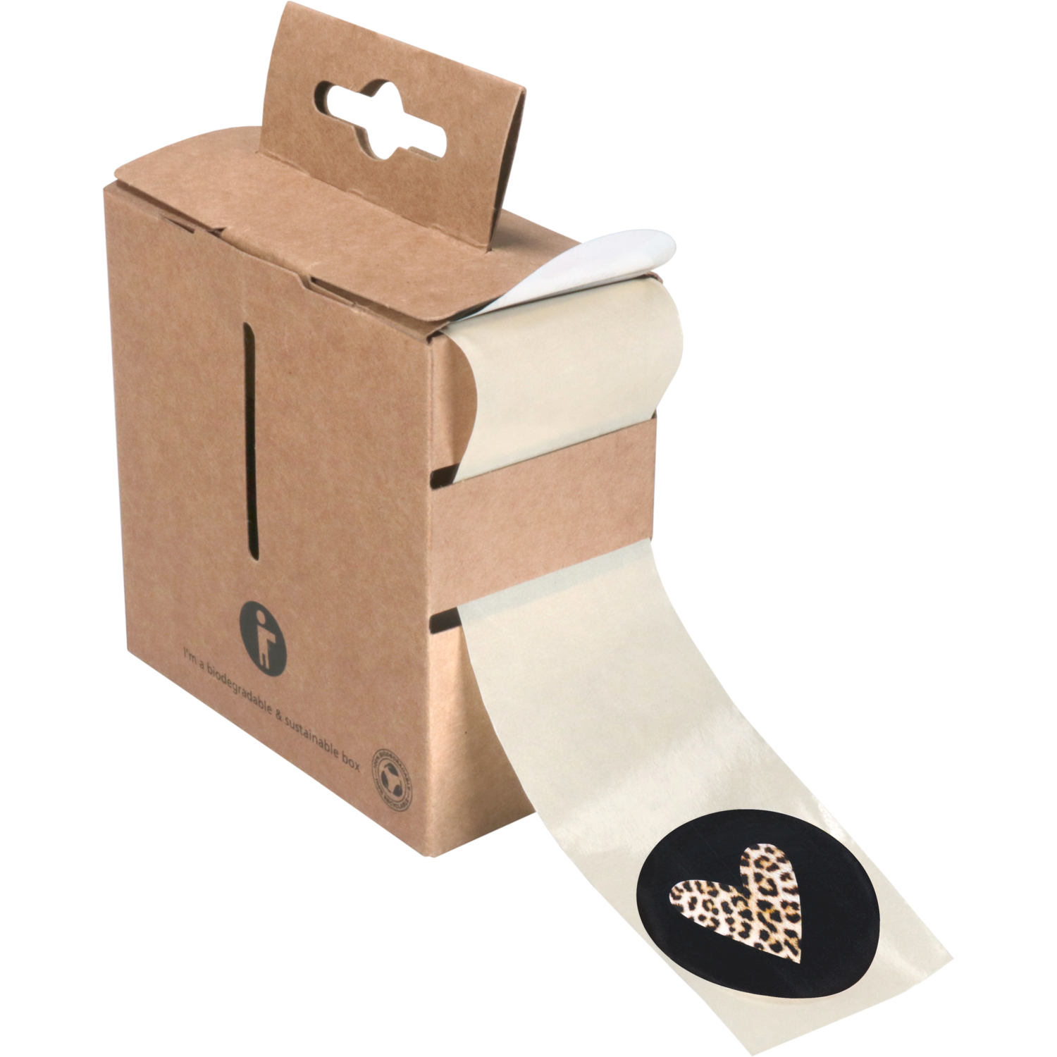 Etiket, Cadeauetiket, papier, Tijgerprint Hart, ∅35mm,