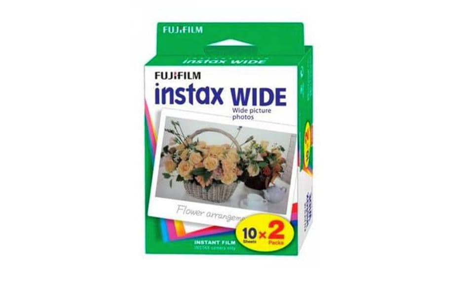 Fotokamera Instax Wide Evo Mega Bundle Schwarz<br>Vielseitige Sofortbildkamera mit Tasche, Speicherkarte und Film
