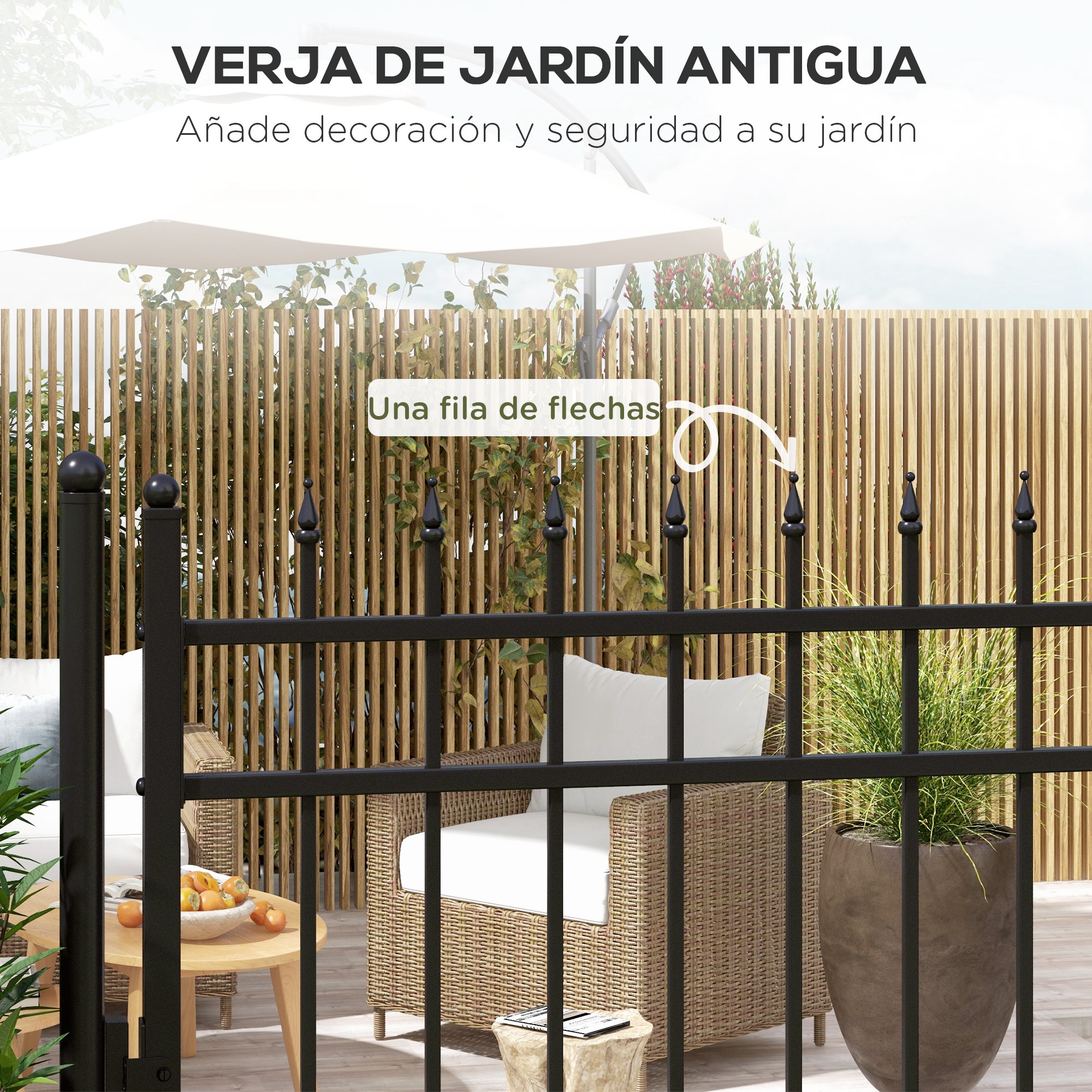 Portão de jardim preto Outsunny