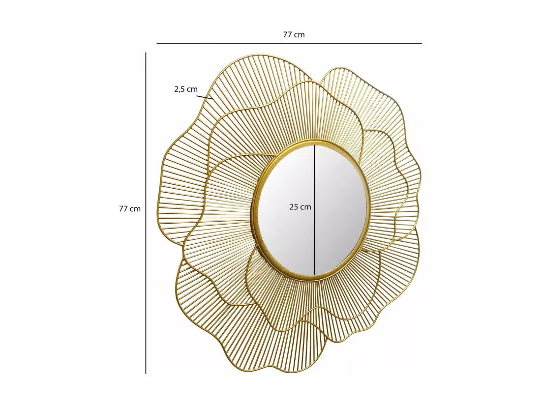 Miroir Murale Rose Métal 77 cm Miroir Mur Couloir Grand Doré Rond Cadre