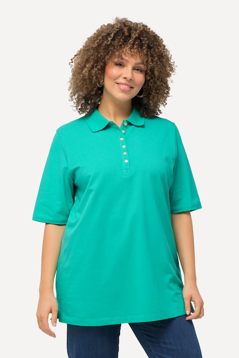 Poloshirt, Piqué, Polokragen, Samt-Knopfleiste, Halbarm