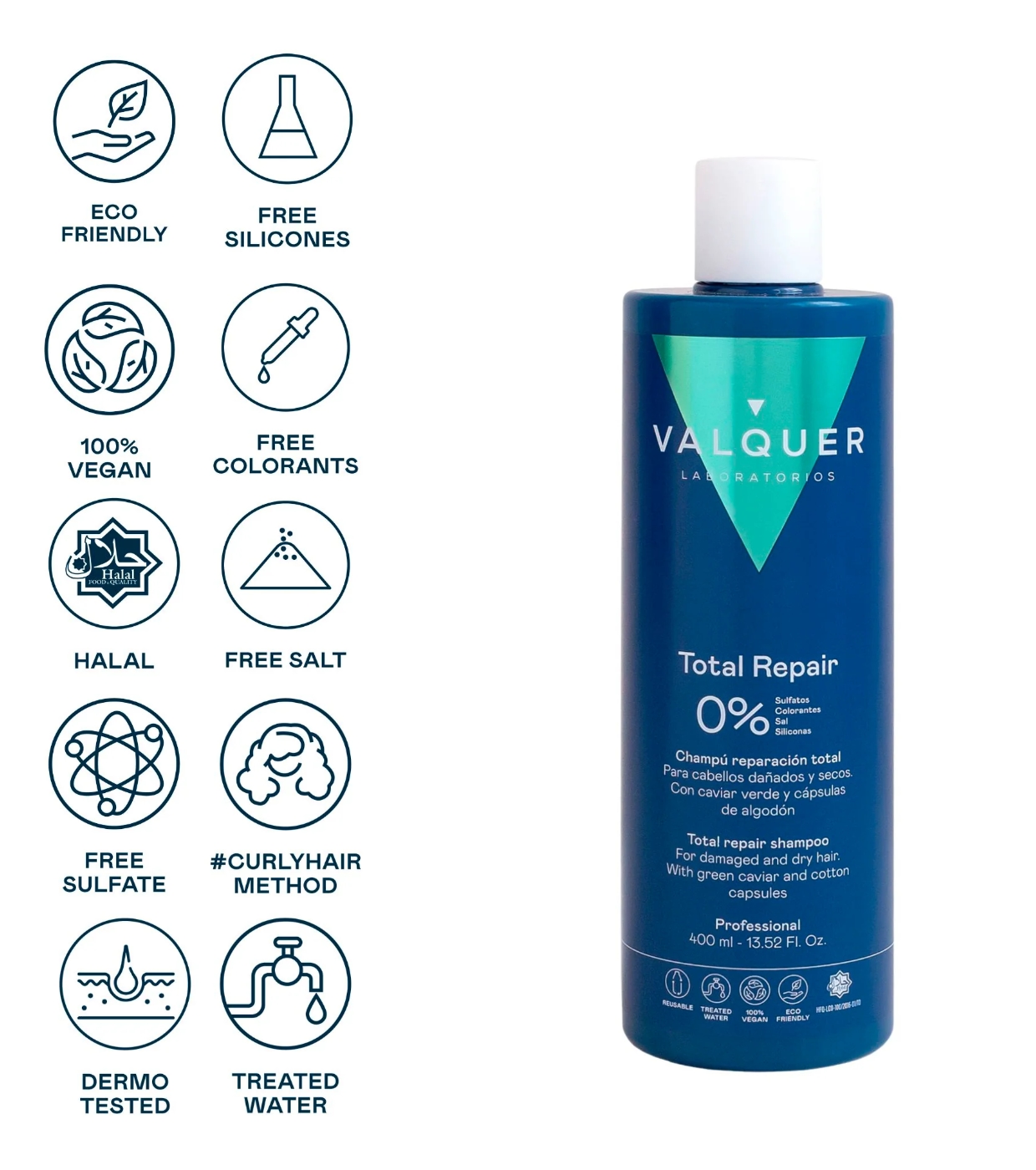 Valquer - Champô sem Sulfatos e sem Silicones Reparação total 400ml