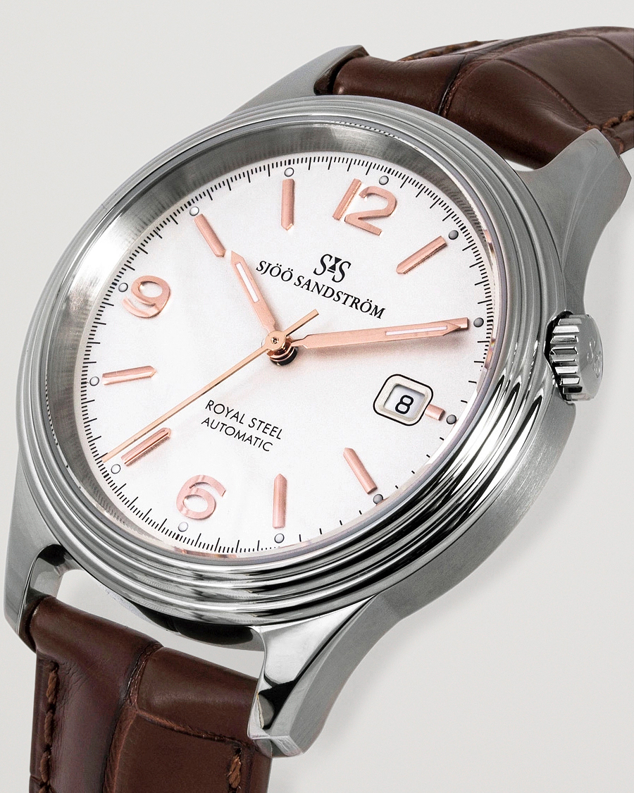 Sjöö Sandström Royal Steel Classic 41mm Ivory and Brown Alligator