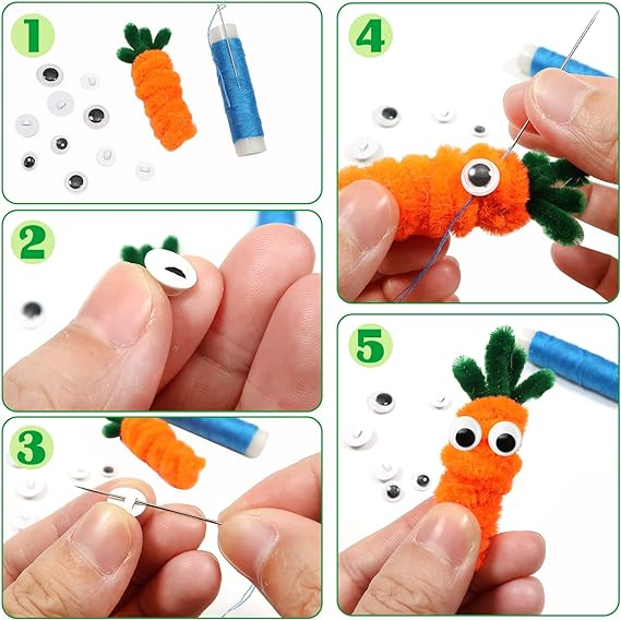 (10er Set) Ø12mm Wackelaugen DIY Bastel Augen Mercerie Zubehör zum Annähen - Schwarz / Weiss