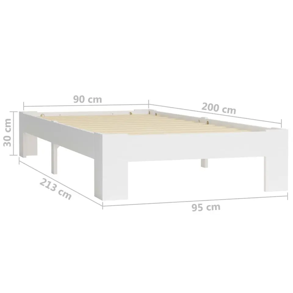 vidaXL - Bed frame met lattenbodem - Wit - Massief grenenhout - 90x200 cm