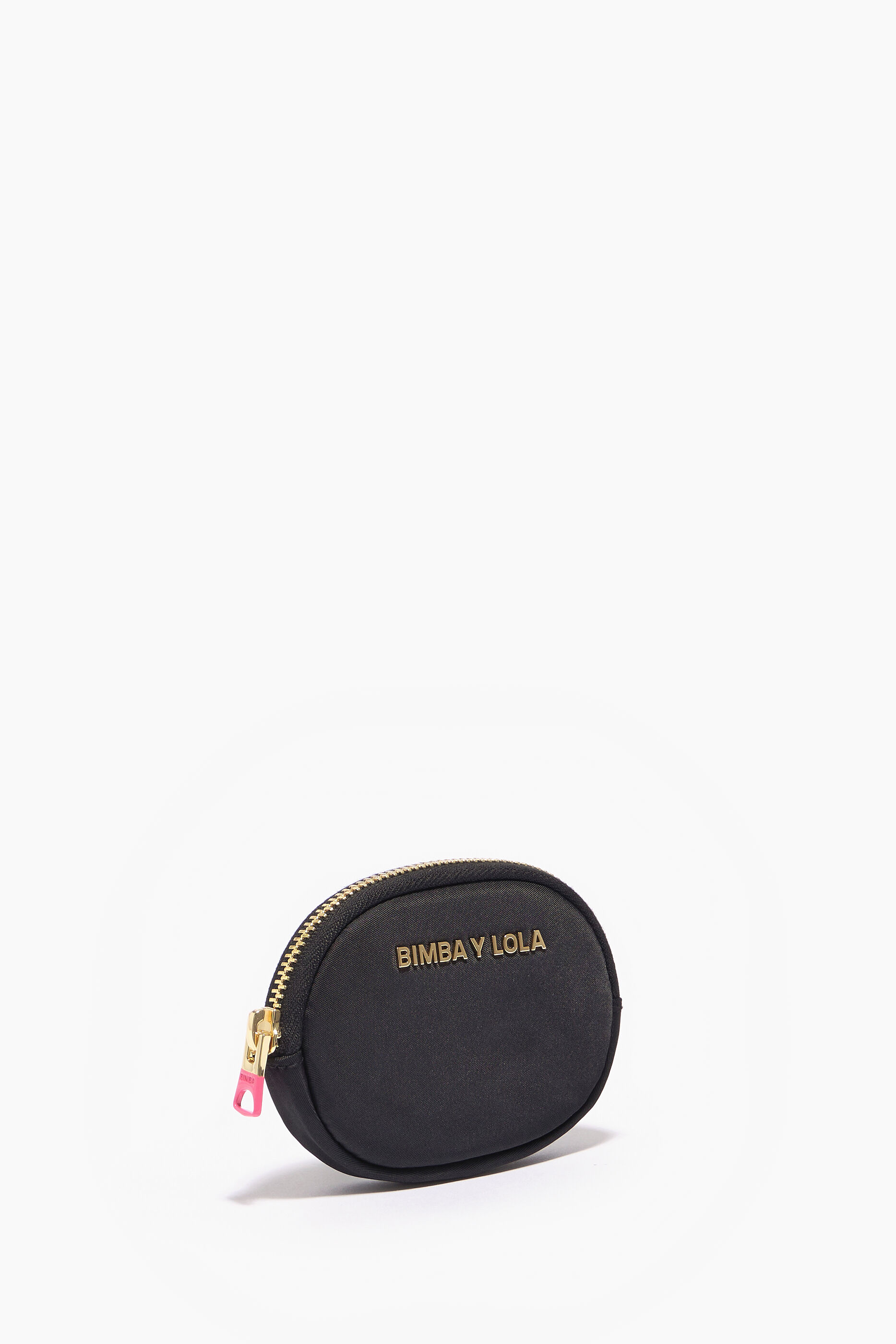Porta-moedas oval de náilon preto