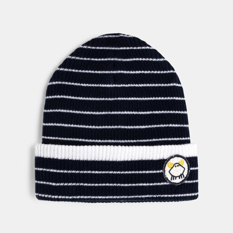 Bonnet maille rayée bleu bébé garçon Bleu