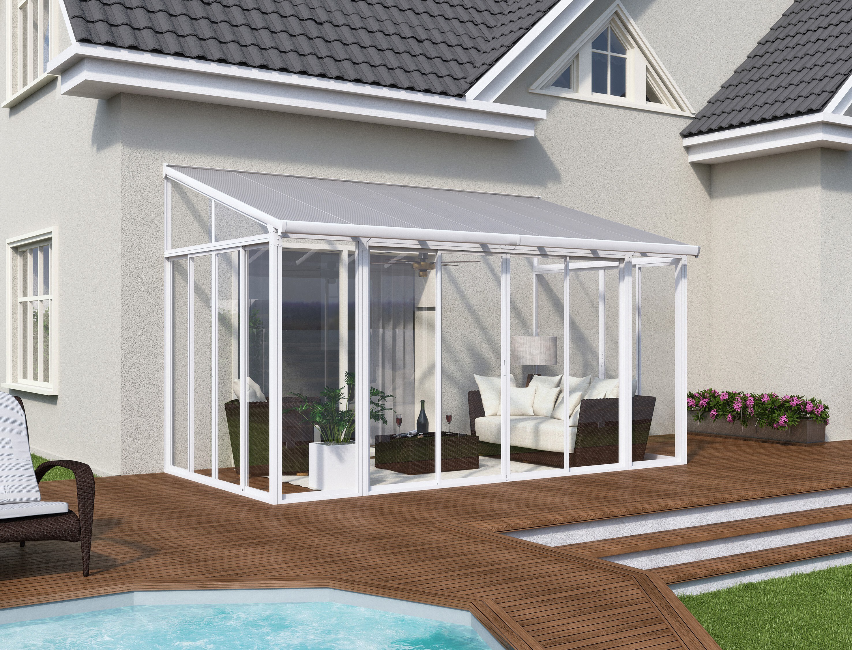 Palram - CanopiaSanRemo Wintergarten, weiß in cm H 285-310 cm x B 295 cm x T 430 cm
