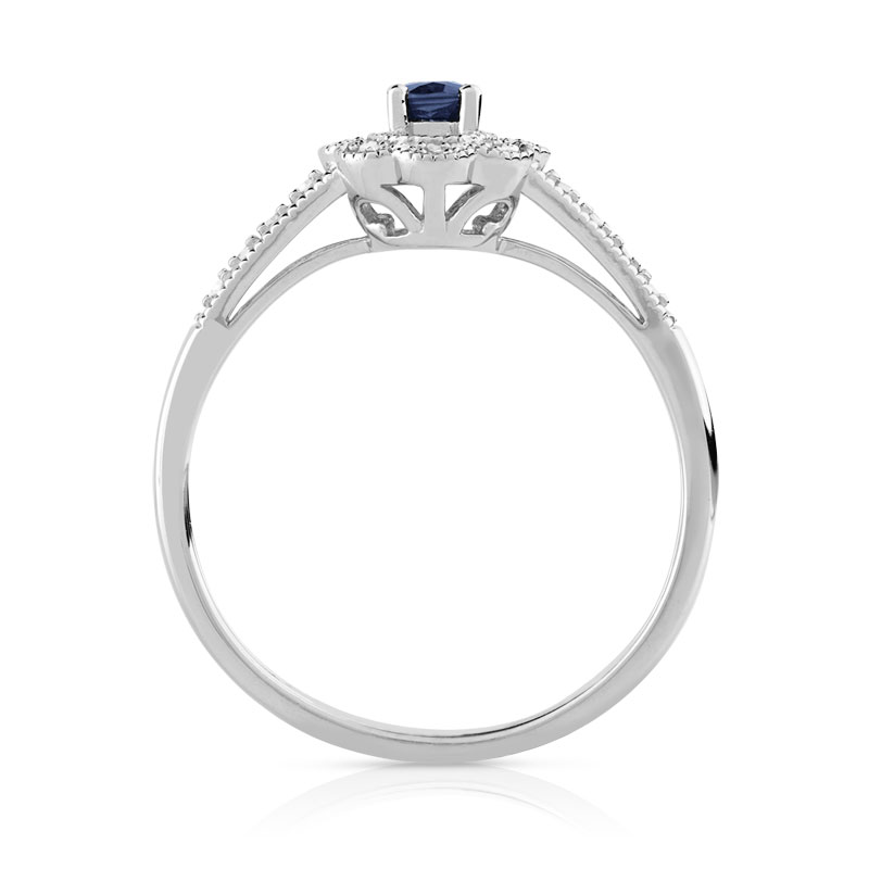 Bague argent 925 saphir ovale et diamants