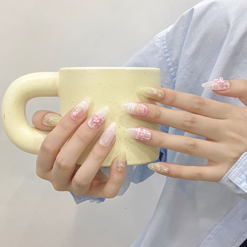 eovda - Bow Floral Press On Nail