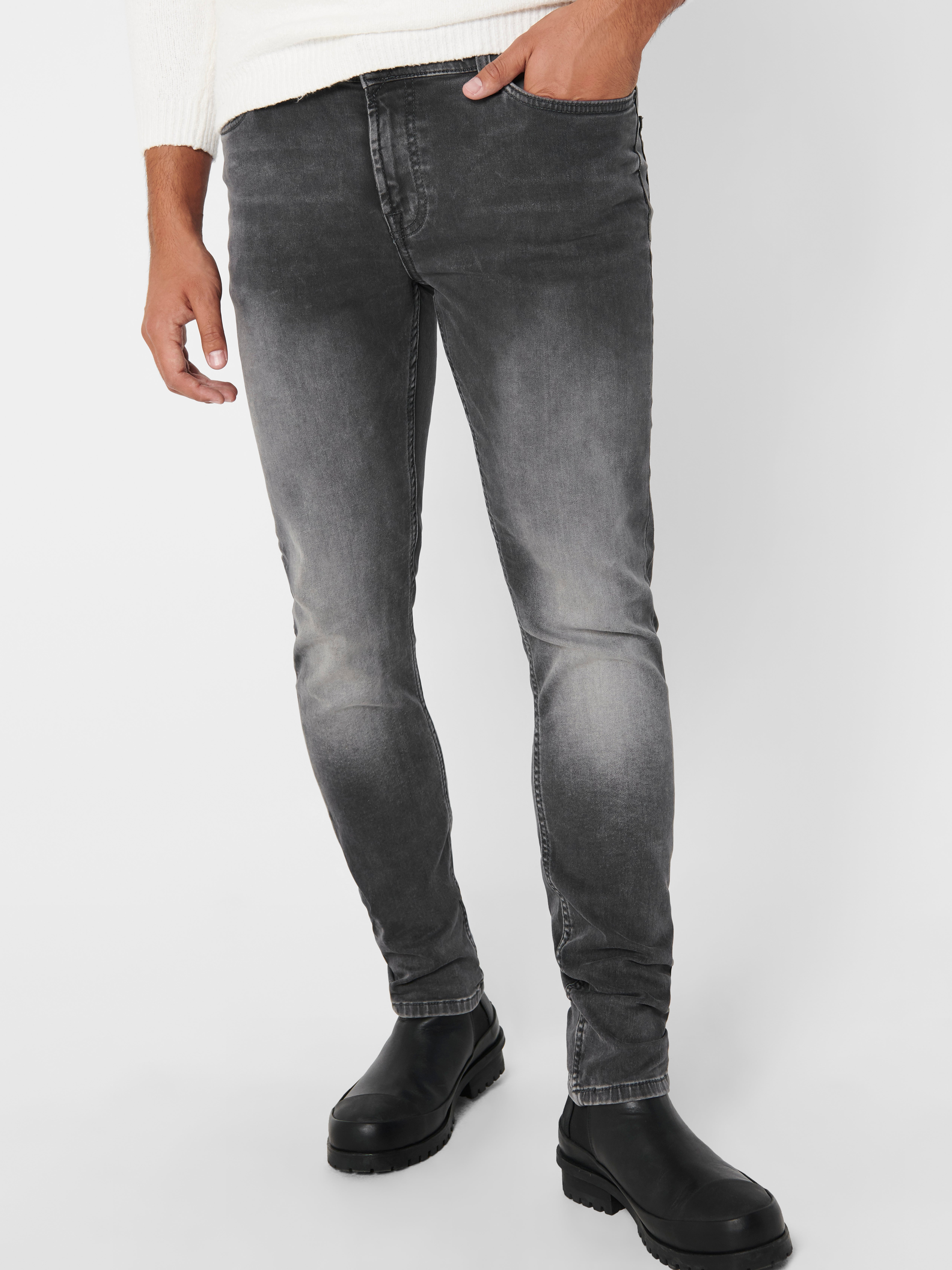 ONSLOOM Niedrige Taille Slim Fit Jeans Grey Denim