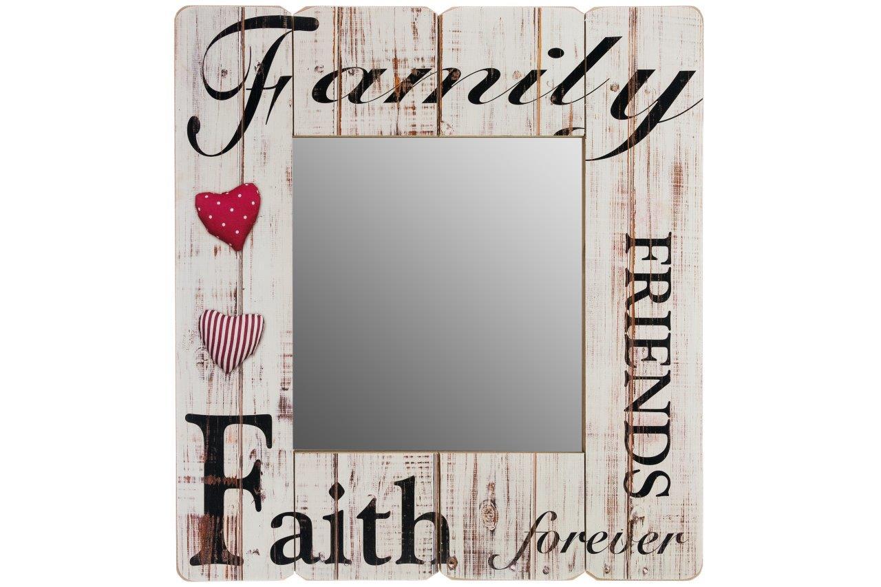 Wandspiegel Family Friends Faith forever - Holzoptik - 60x60 cm