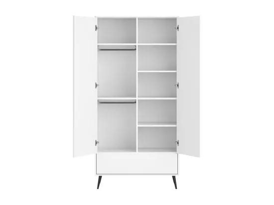 Lit évolutif 70x140 et armoire 2 portes Blanca Blanc