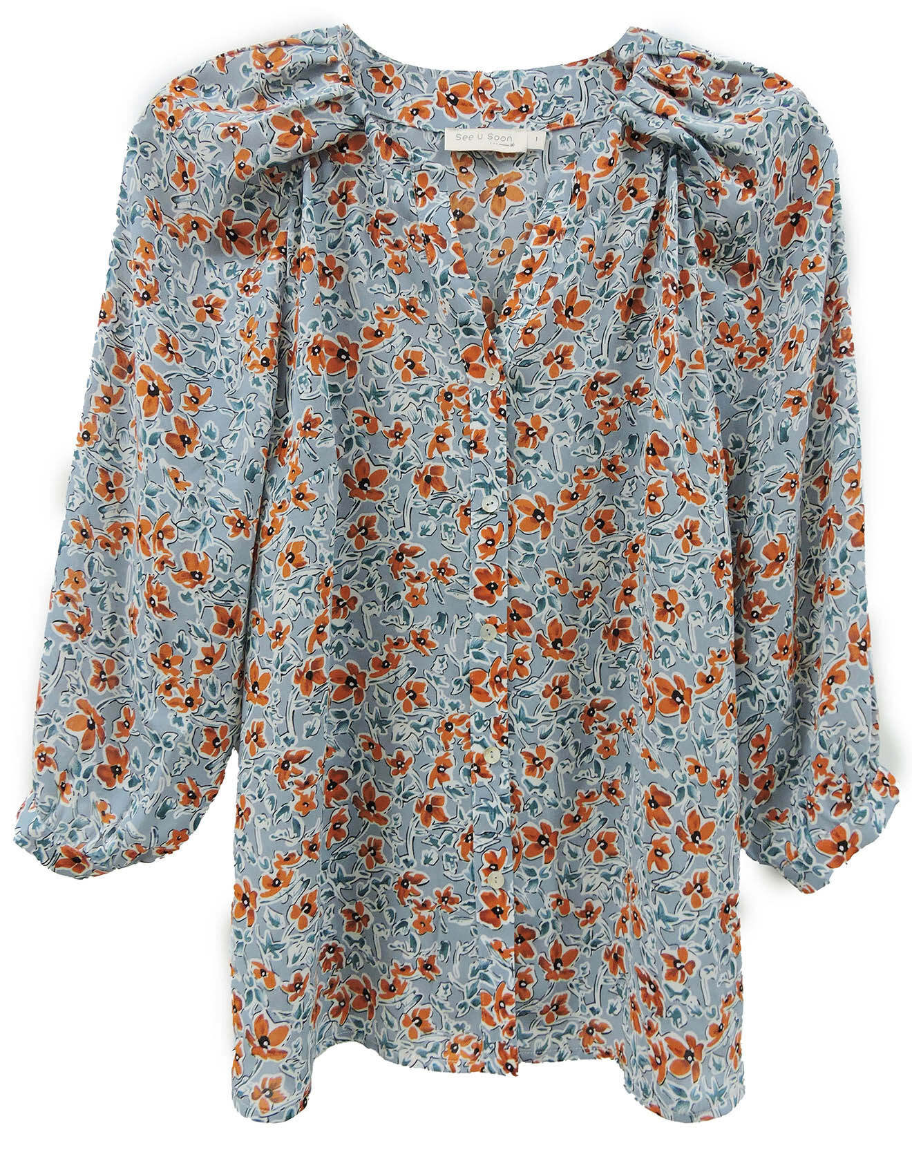 See u Soon Chemise Anais imprimée bleu/orange